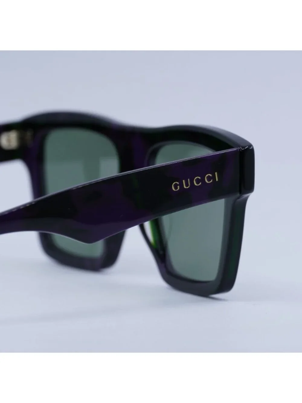 Gucci GG0962S 014 Sunglasses Purple Square Frame, Green Lenses